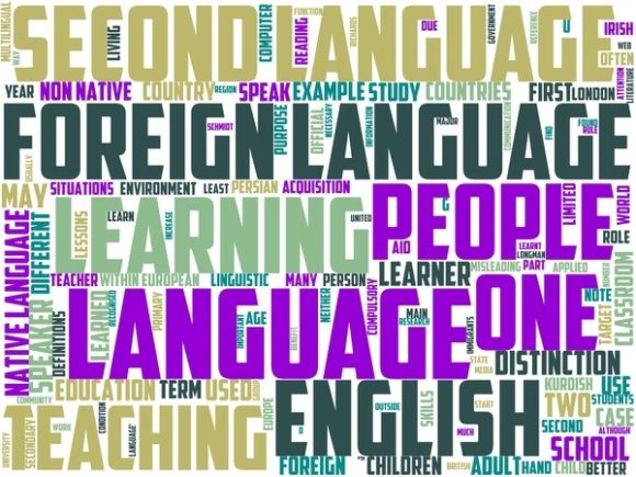 Learning a Foreign Language Wordart Back